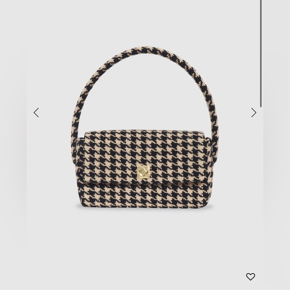 Anine Bing Black & Cream Houndstooth Shoulder Bag